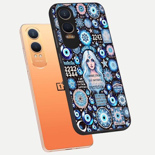  Angel Aura Shield phone case For Oneplus Nord CE4 Lite showing premium glass back cover with detailed artwork
