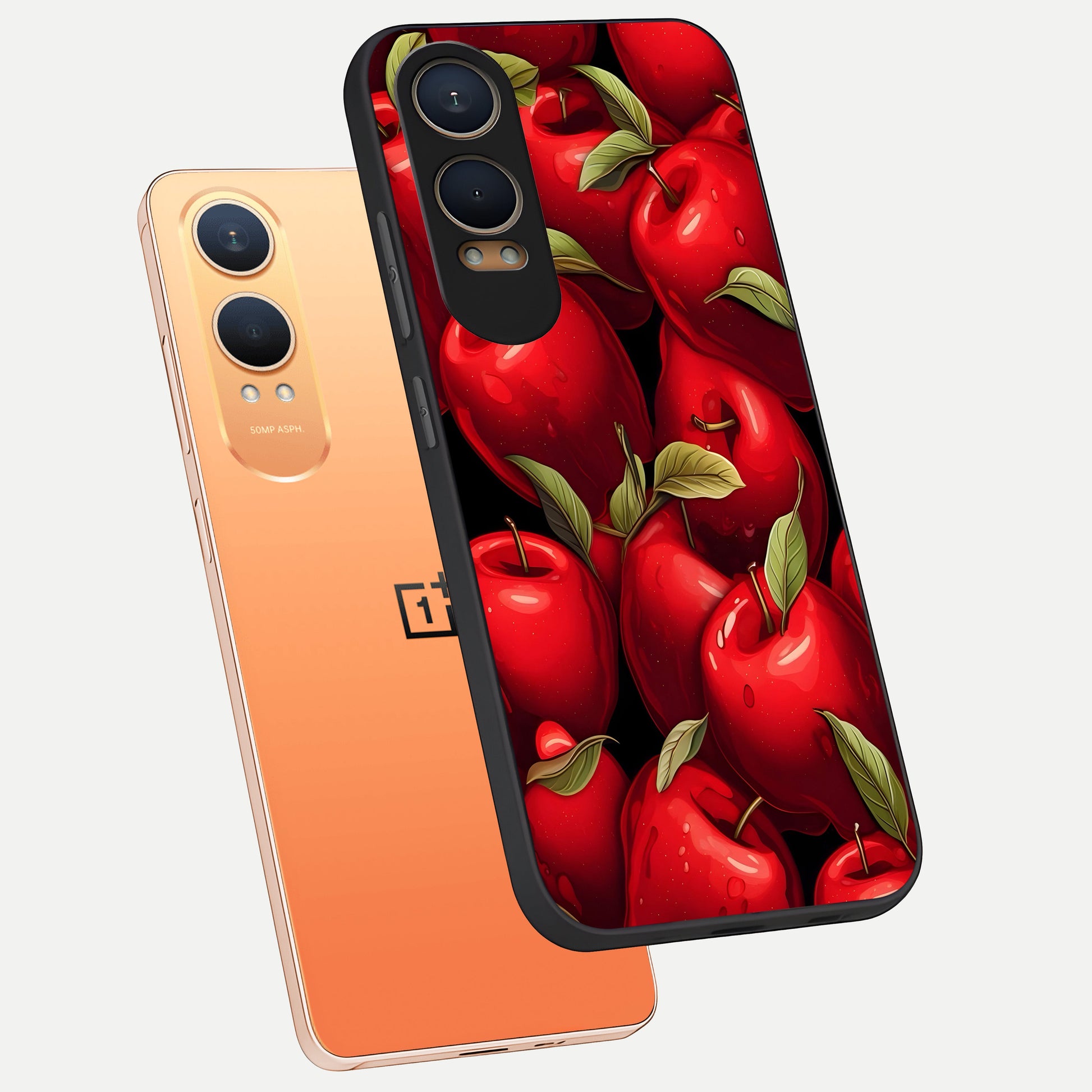  Apple Pattern phone case For Oneplus Nord CE4 Lite showing premium glass back cover with detailed artwork