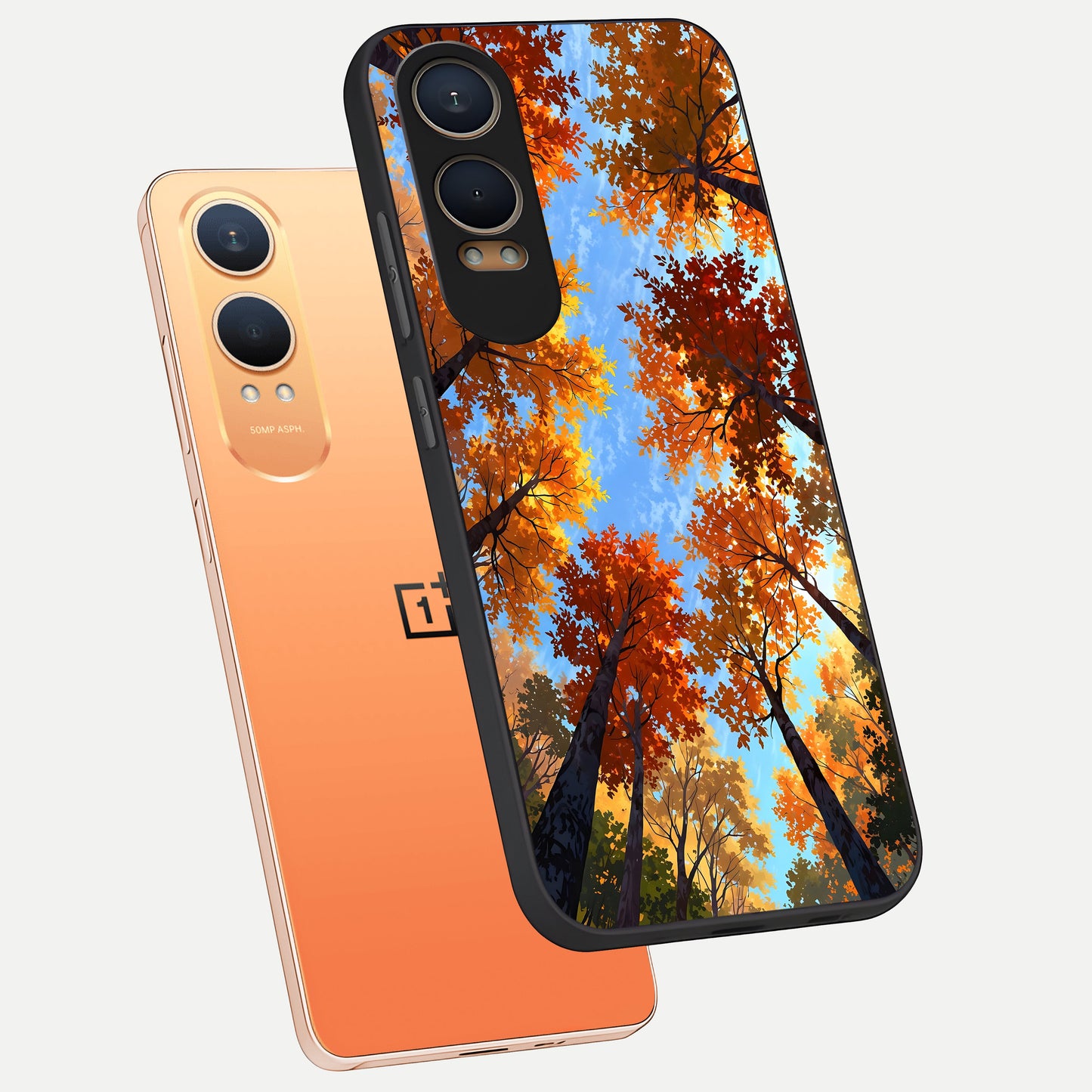  Autumn Sky Rise phone case For Oneplus Nord CE4 Lite showing premium glass back cover with detailed artwork