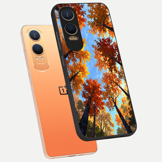  Autumn Sky Rise phone case For Oneplus Nord CE4 Lite showing premium glass back cover with detailed artwork