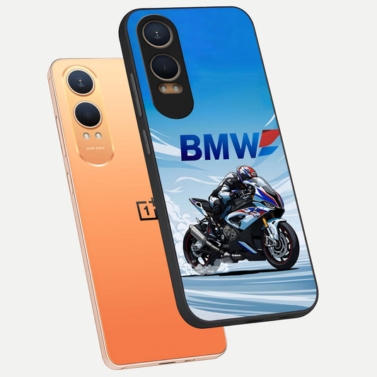  BMW Power Drift phone case For Oneplus Nord CE4 Lite showing premium glass back cover with detailed artwork