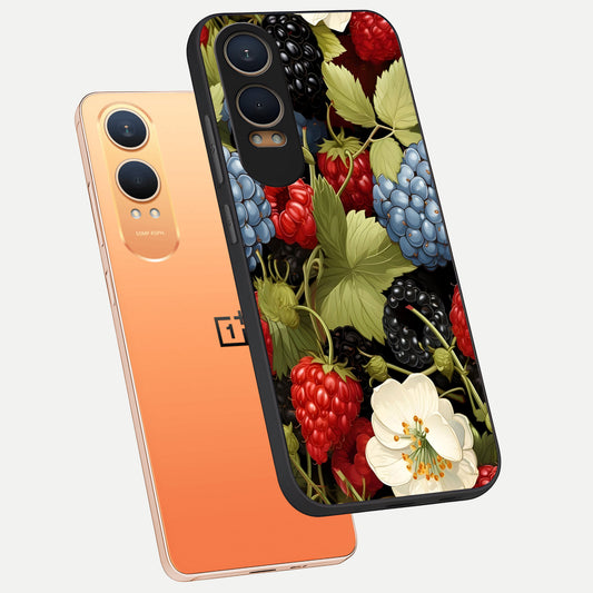  Berry Bloom Charm phone case For Oneplus Nord CE4 Lite showing premium glass back cover with detailed artwork