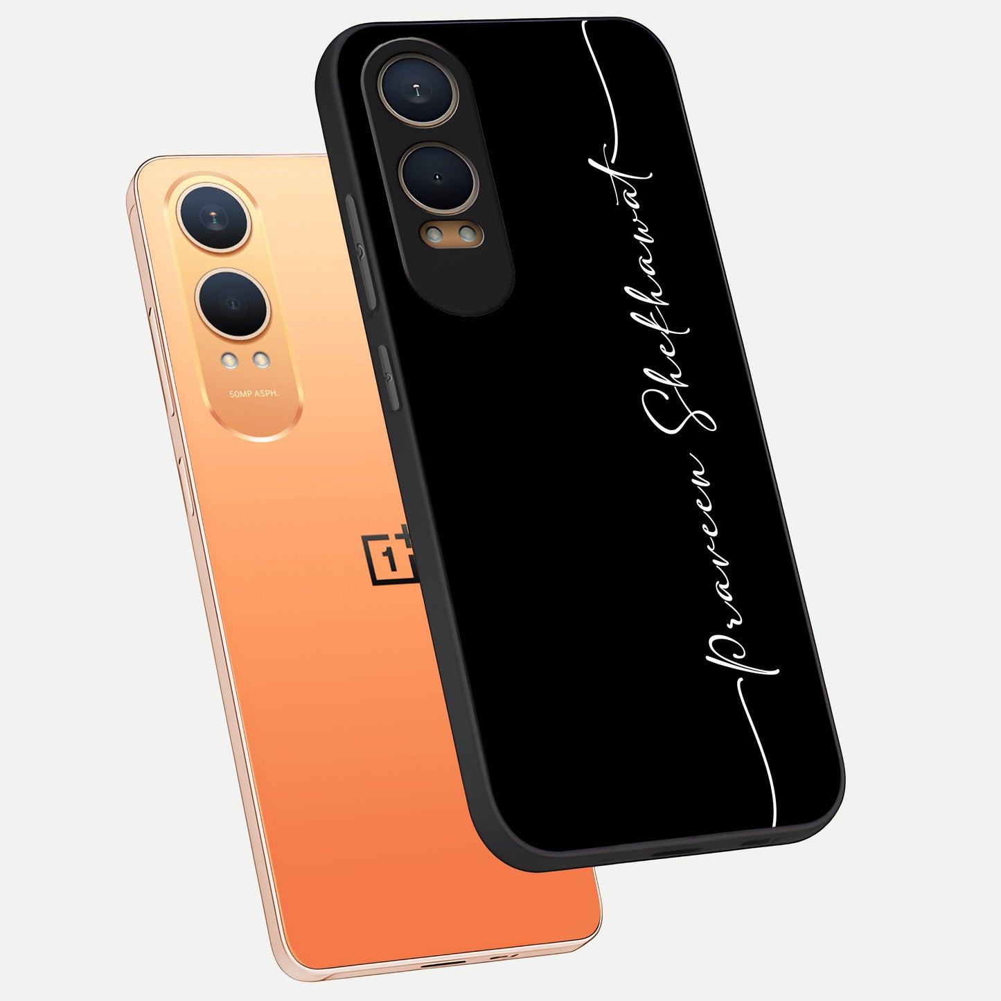  Black Tune Custom Name phone case For Oneplus Nord CE4 Lite showing premium glass back cover with detailed artwork