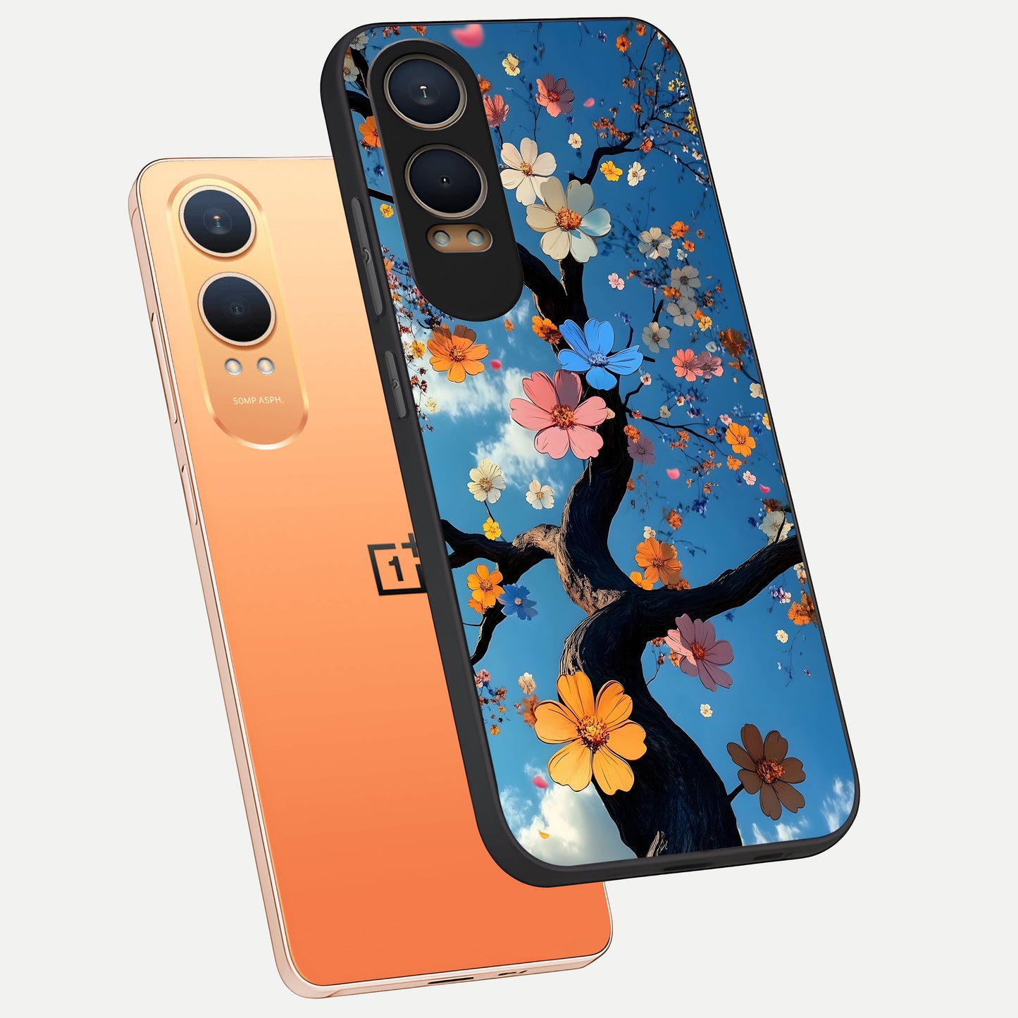  Blossom Dream Sky phone case For Oneplus Nord CE4 Lite showing premium glass back cover with detailed artwork