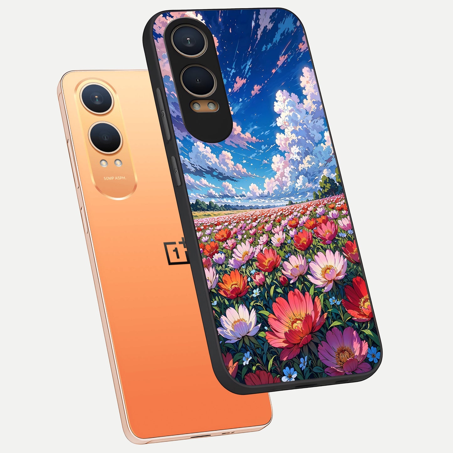  Blossom Sky Field phone case For Oneplus Nord CE4 Lite showing premium glass back cover with detailed artwork