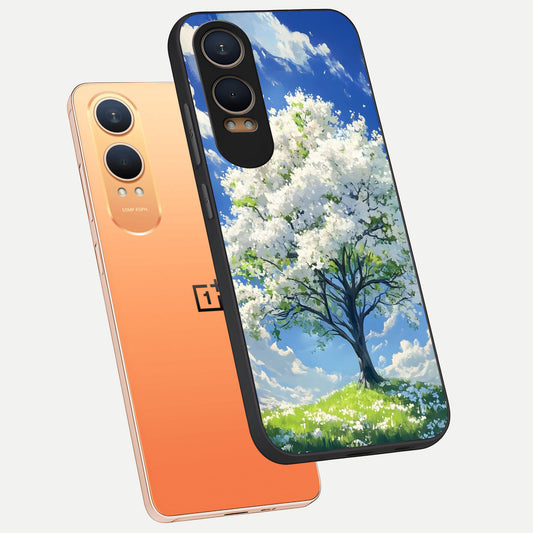 Blossom Sky Serenity phone case For Oneplus Nord CE4 Lite showing premium glass back cover with detailed artwork