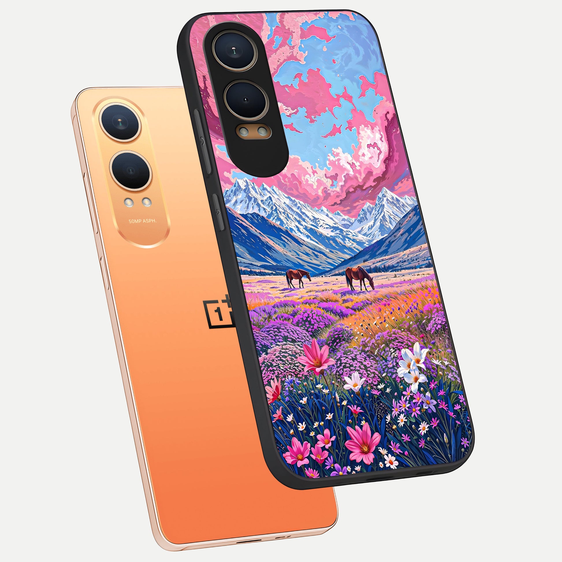  Blossom Valley Dream phone case For Oneplus Nord CE4 Lite showing premium glass back cover with detailed artwork
