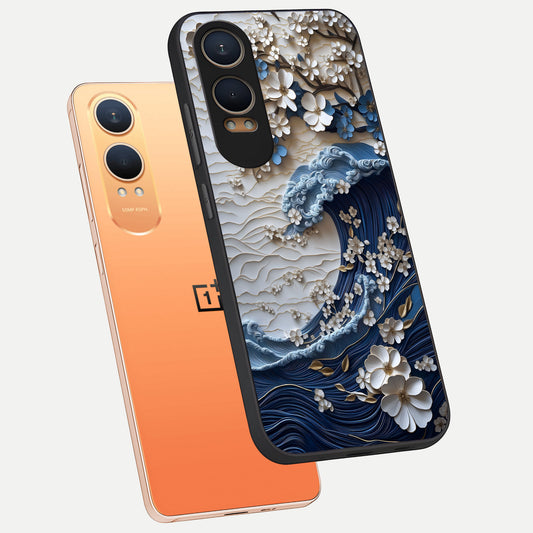  Blossom Wave Art phone case For Oneplus Nord CE4 Lite showing premium glass back cover with detailed artwork