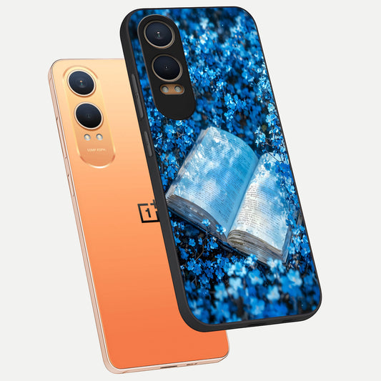  Blue Bloom Tales phone case For Oneplus Nord CE4 Lite showing premium glass back cover with detailed artwork