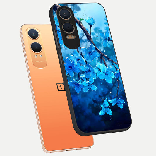  Blue Blossoms Branch phone case For Oneplus Nord CE4 Lite showing premium glass back cover with detailed artwork