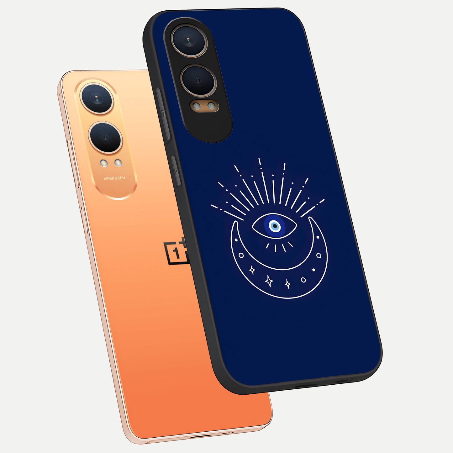  Blue Evil Eye phone case For Oneplus Nord CE4 Lite showing premium glass back cover with detailed artwork