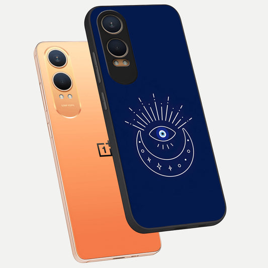  Blue Evil Eye phone case For Oneplus Nord CE4 Lite showing premium glass back cover with detailed artwork