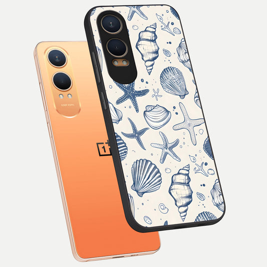  Blue Ocean Outline phone case For Oneplus Nord CE4 Lite showing premium glass back cover with detailed artwork