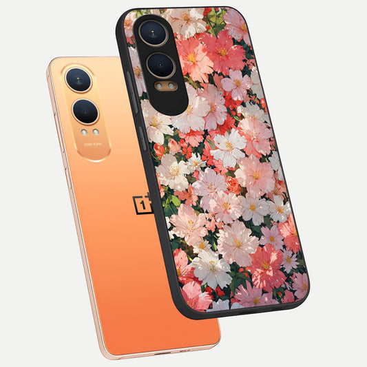  Blush Bloom Field phone case For Oneplus Nord CE4 Lite showing premium glass back cover with detailed artwork