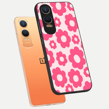  Blush Flower Pop phone case For Oneplus Nord CE4 Lite showing premium glass back cover with detailed artwork