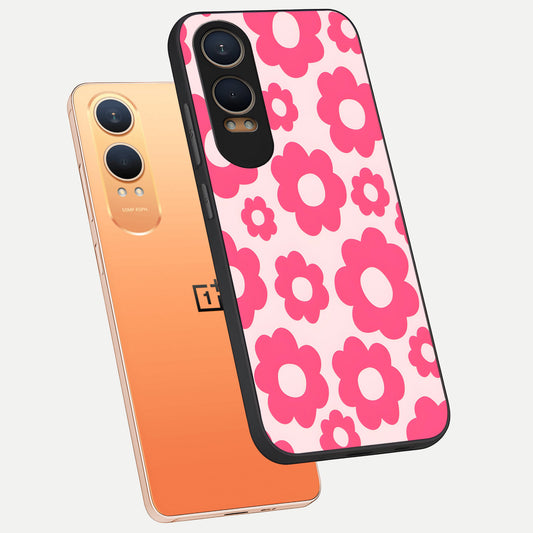  Blush Flower Pop phone case For Oneplus Nord CE4 Lite showing premium glass back cover with detailed artwork