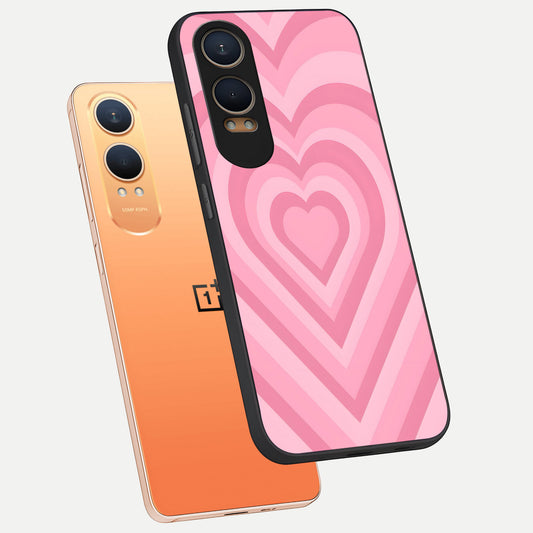  Blush Heart Waves phone case For Oneplus Nord CE4 Lite showing premium glass back cover with detailed artwork