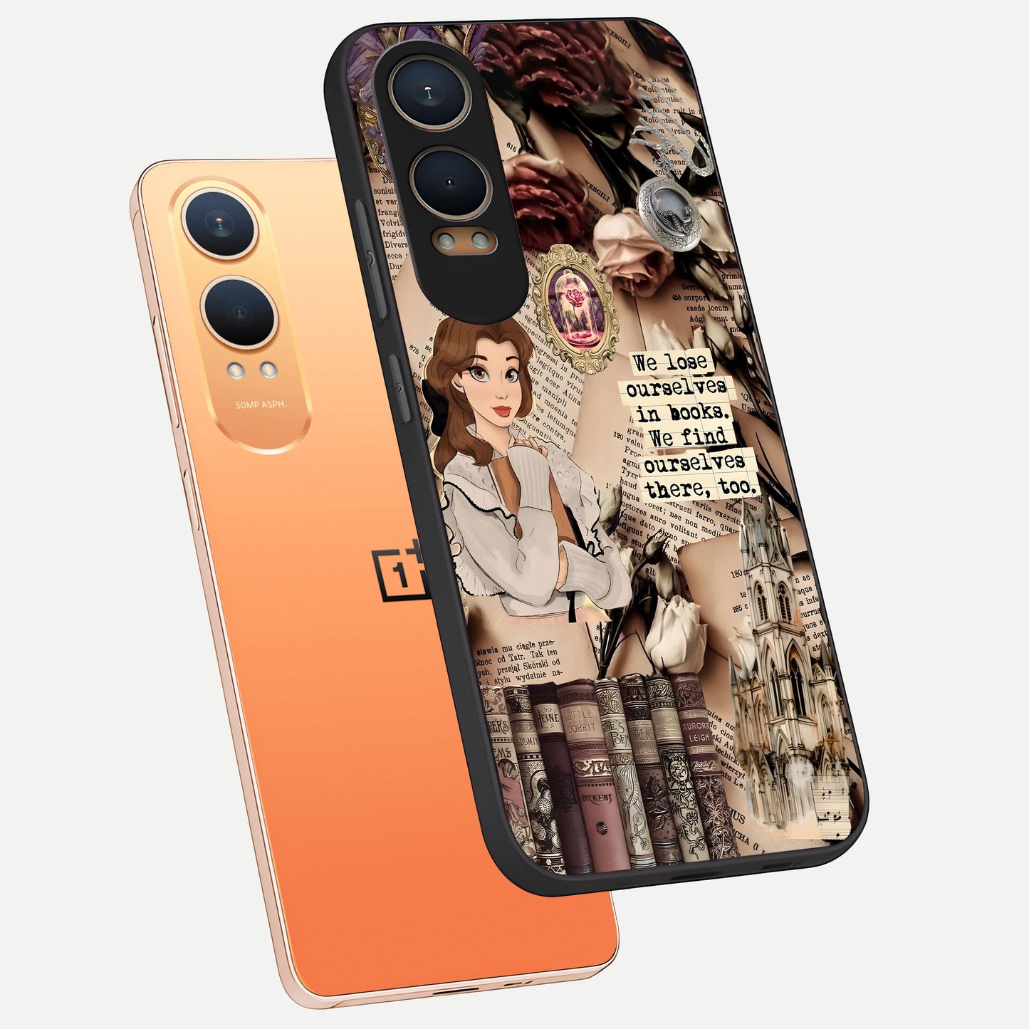  Bookish Dream World phone case For Oneplus Nord CE4 Lite showing premium glass back cover with detailed artwork