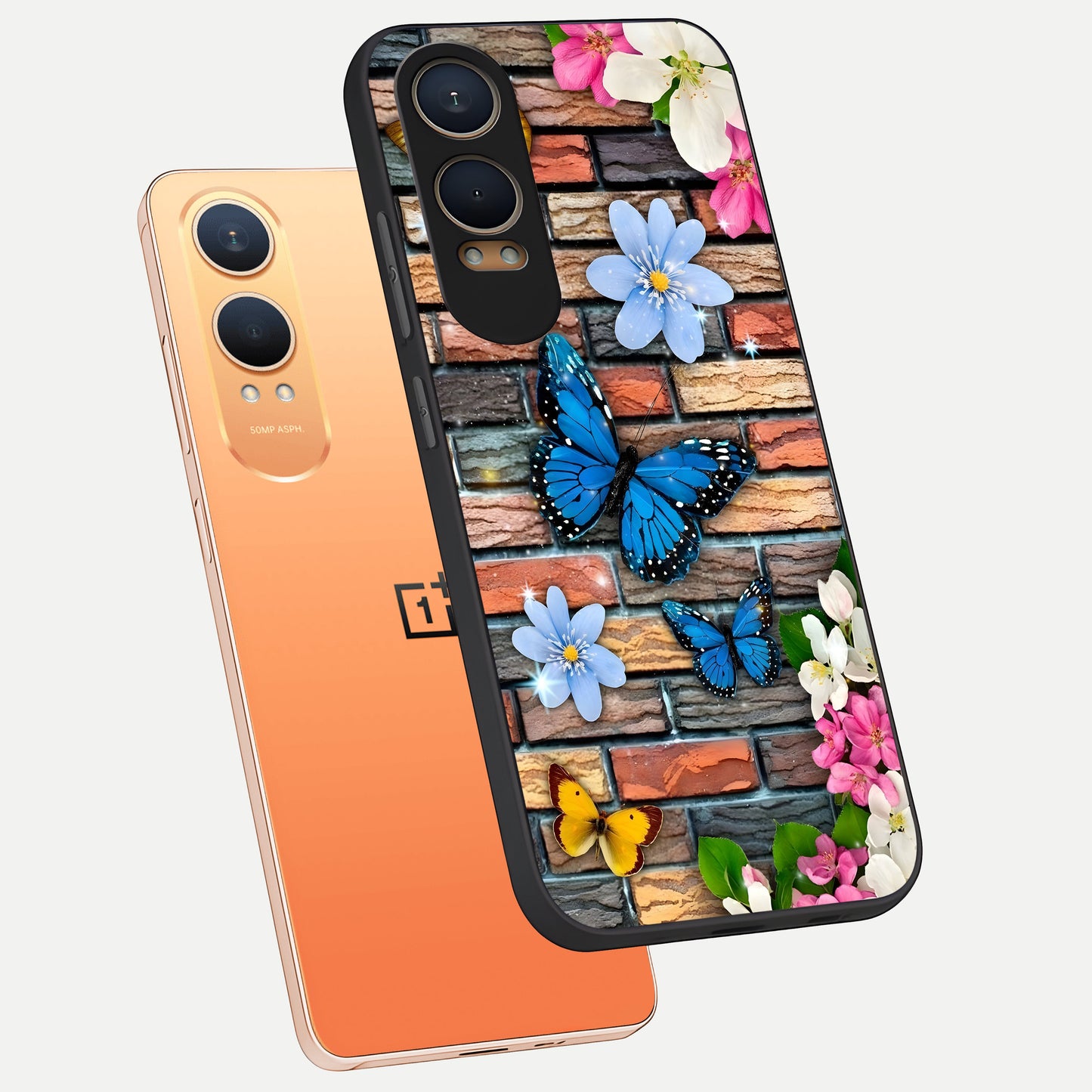  Brick Bloom Flight phone case For Oneplus Nord CE4 Lite showing premium glass back cover with detailed artwork