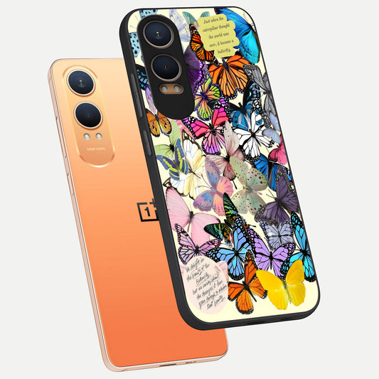  Butterflies Petal Dream phone case For Oneplus Nord CE4 Lite showing premium glass back cover with detailed artwork