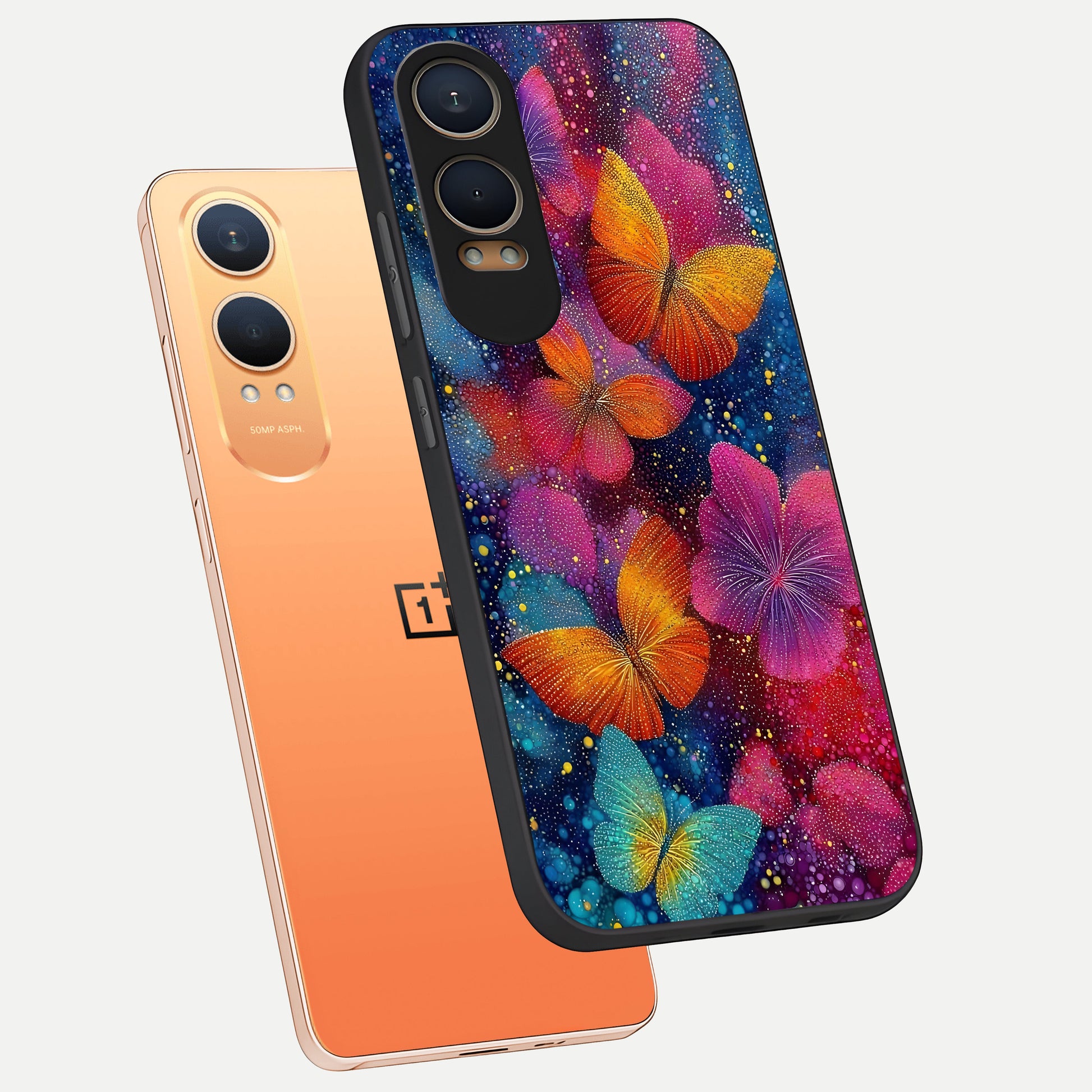  Butterfly Dream Mist phone case For Oneplus Nord CE4 Lite showing premium glass back cover with detailed artwork