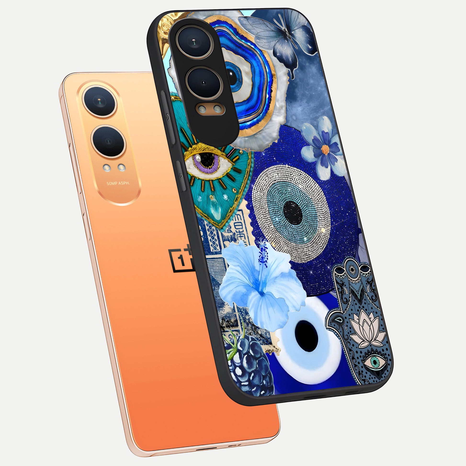  Celestial Blue Vision phone case For Oneplus Nord CE4 Lite showing premium glass back cover with detailed artwork