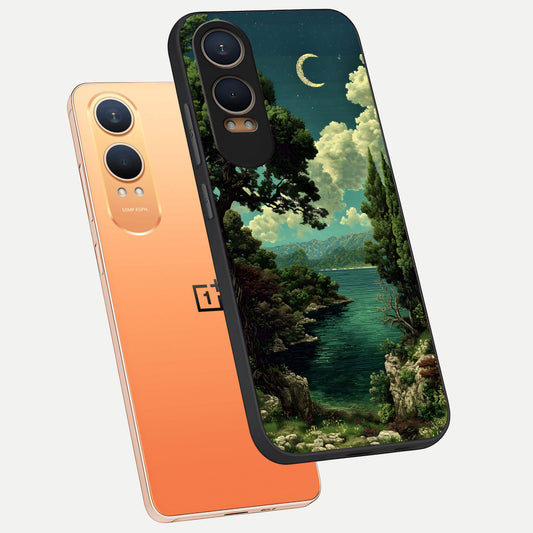  Celestial Lake Peace phone case For Oneplus Nord CE4 Lite showing premium glass back cover with detailed artwork