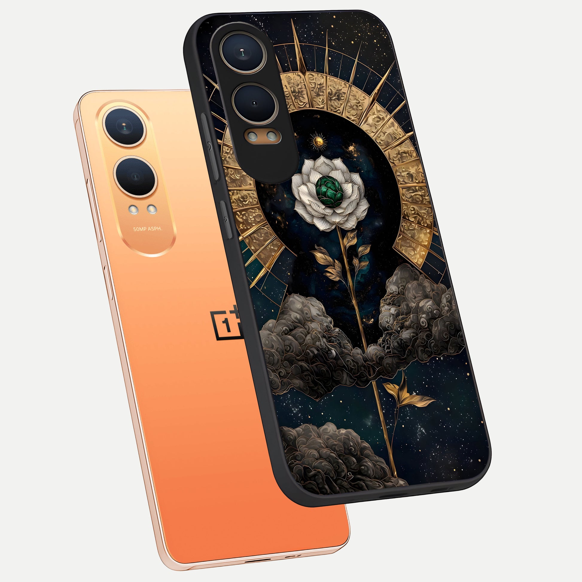  Celestial Lotus Morang phone case For Oneplus Nord CE4 Lite showing premium glass back cover with detailed artwork