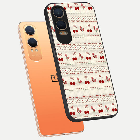  Cherry Bloom Charm phone case For Oneplus Nord CE4 Lite showing premium glass back cover with detailed artwork