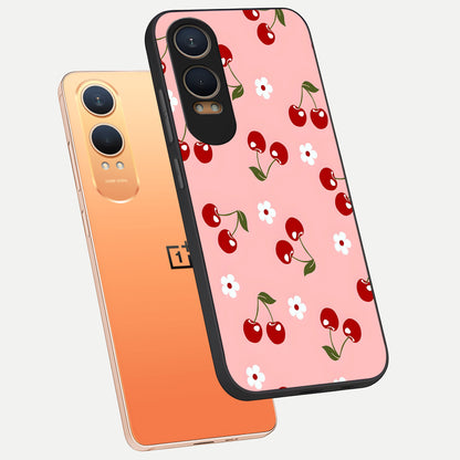  Cherry Love Mood phone case For Oneplus Nord CE4 Lite showing premium glass back cover with detailed artwork