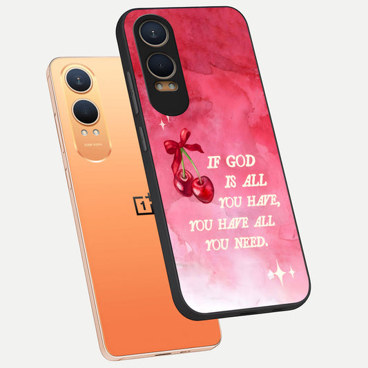  Cherry Quote phone case For Oneplus Nord CE4 Lite showing premium glass back cover with detailed artwork