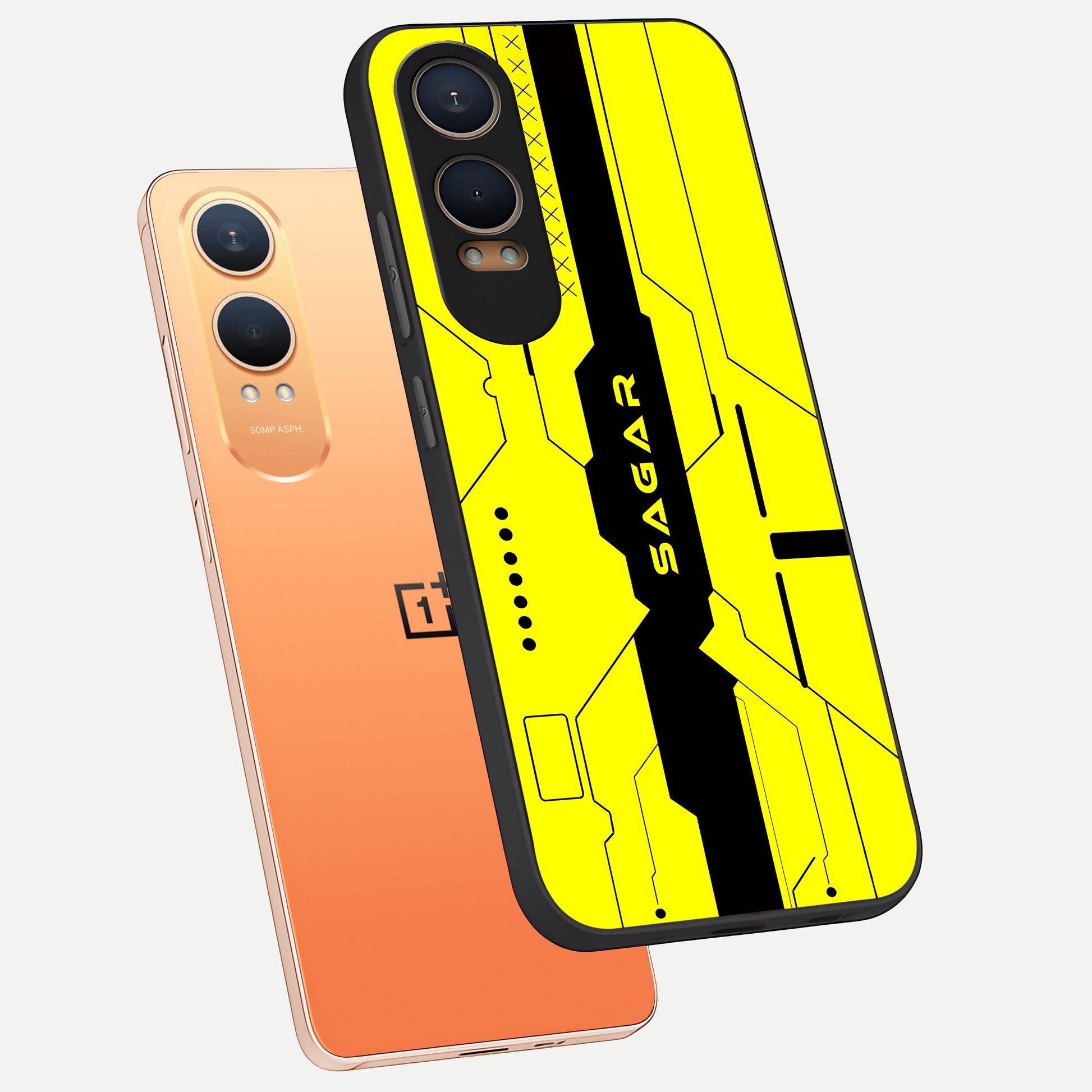  Circuit CYBERPUNK Custom Name phone case For Oneplus Nord CE4 Lite showing premium glass back cover with detailed artwork
