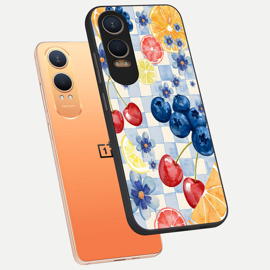  Citrus Bloom Joy phone case For Oneplus Nord CE4 Lite showing premium glass back cover with detailed artwork
