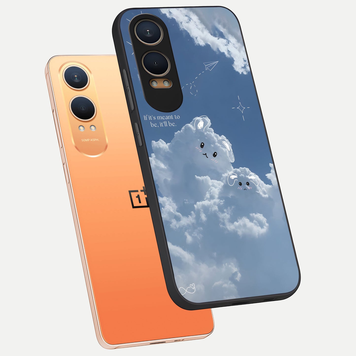  Cloud Bunny Dreams phone case For Oneplus Nord CE4 Lite showing premium glass back cover with detailed artwork