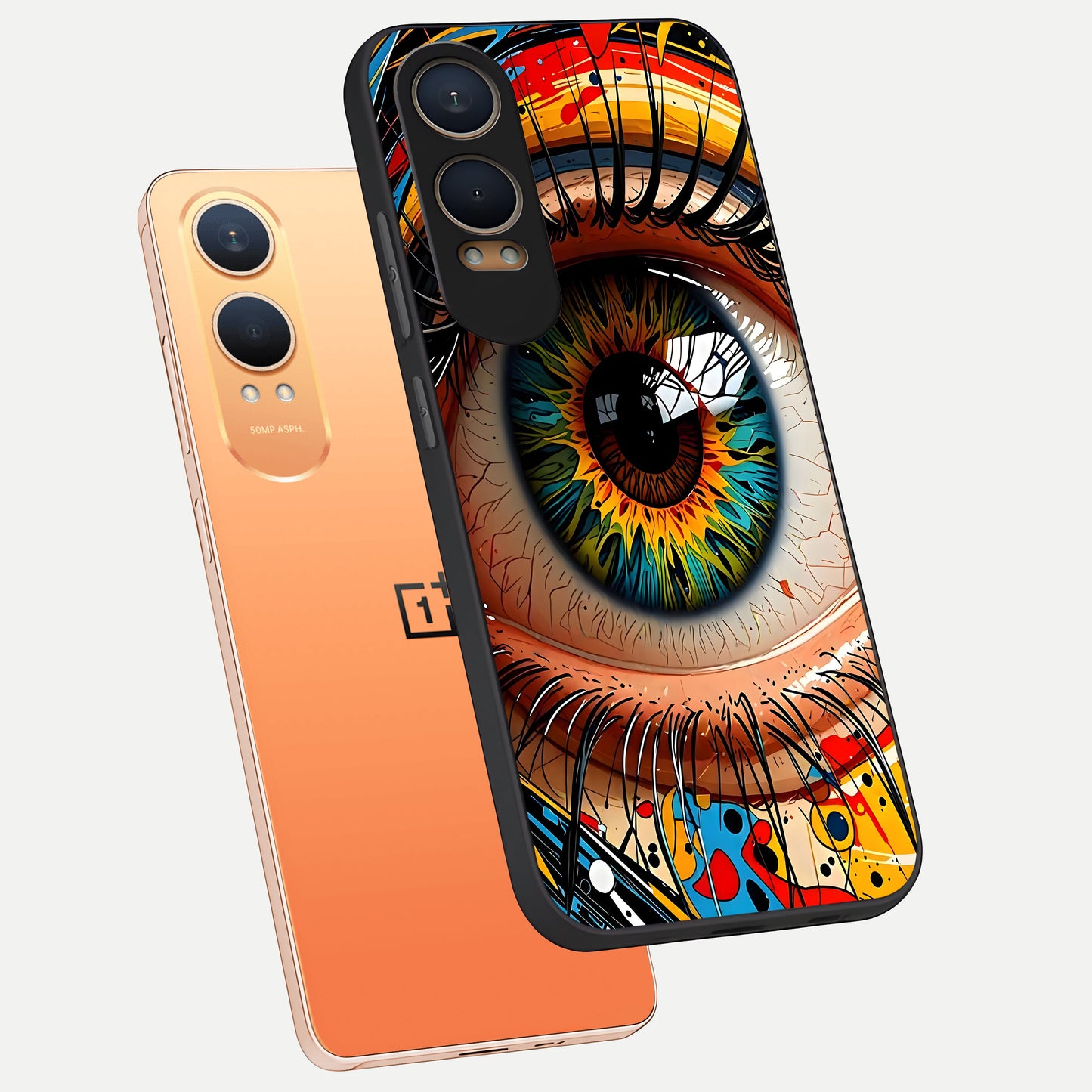  Colorful Eye phone case For Oneplus Nord CE4 Lite showing premium glass back cover with detailed artwork