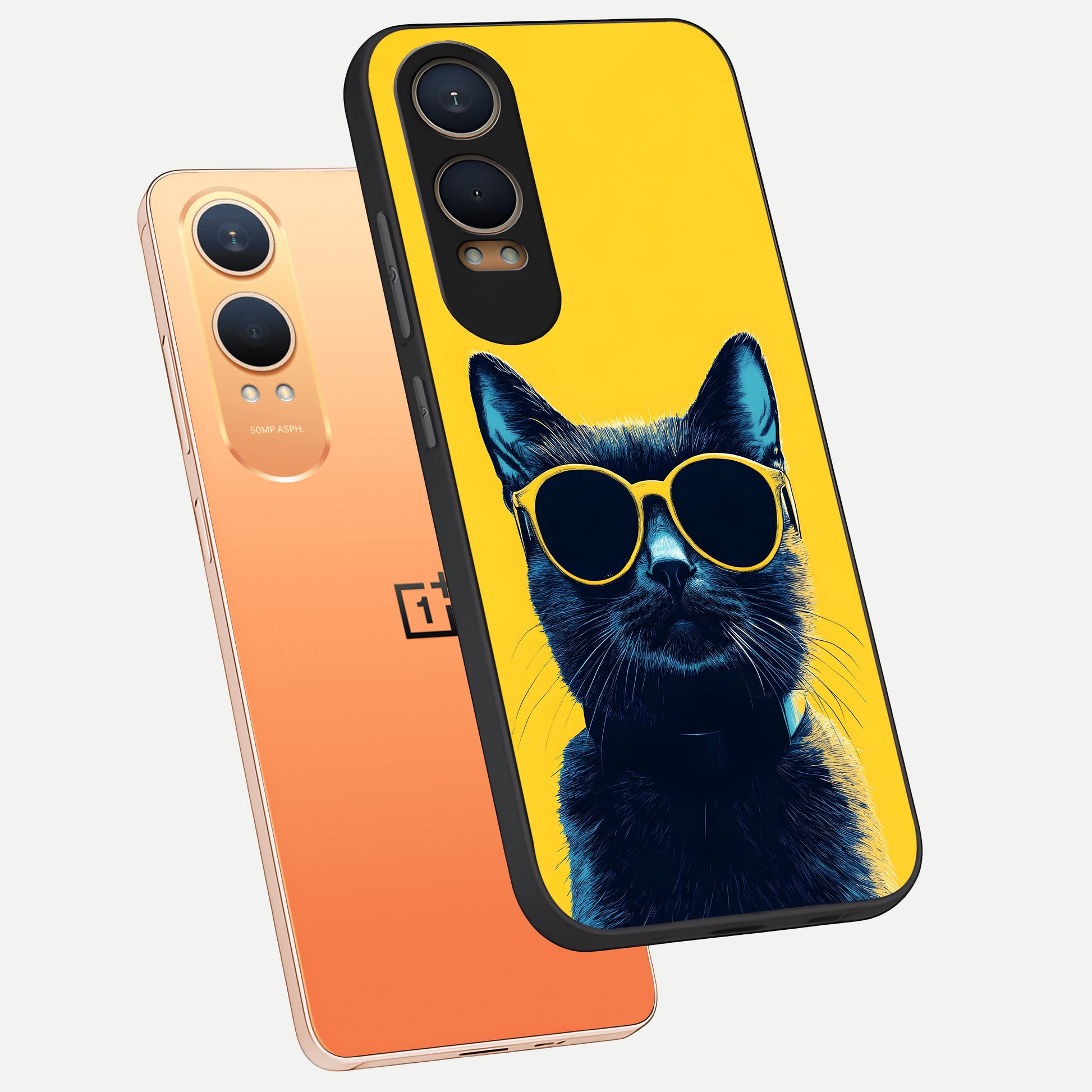  Cool Cat Vibes phone case For Oneplus Nord CE4 Lite showing premium glass back cover with detailed artwork