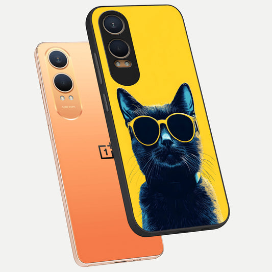  Cool Cat Vibes phone case For Oneplus Nord CE4 Lite showing premium glass back cover with detailed artwork