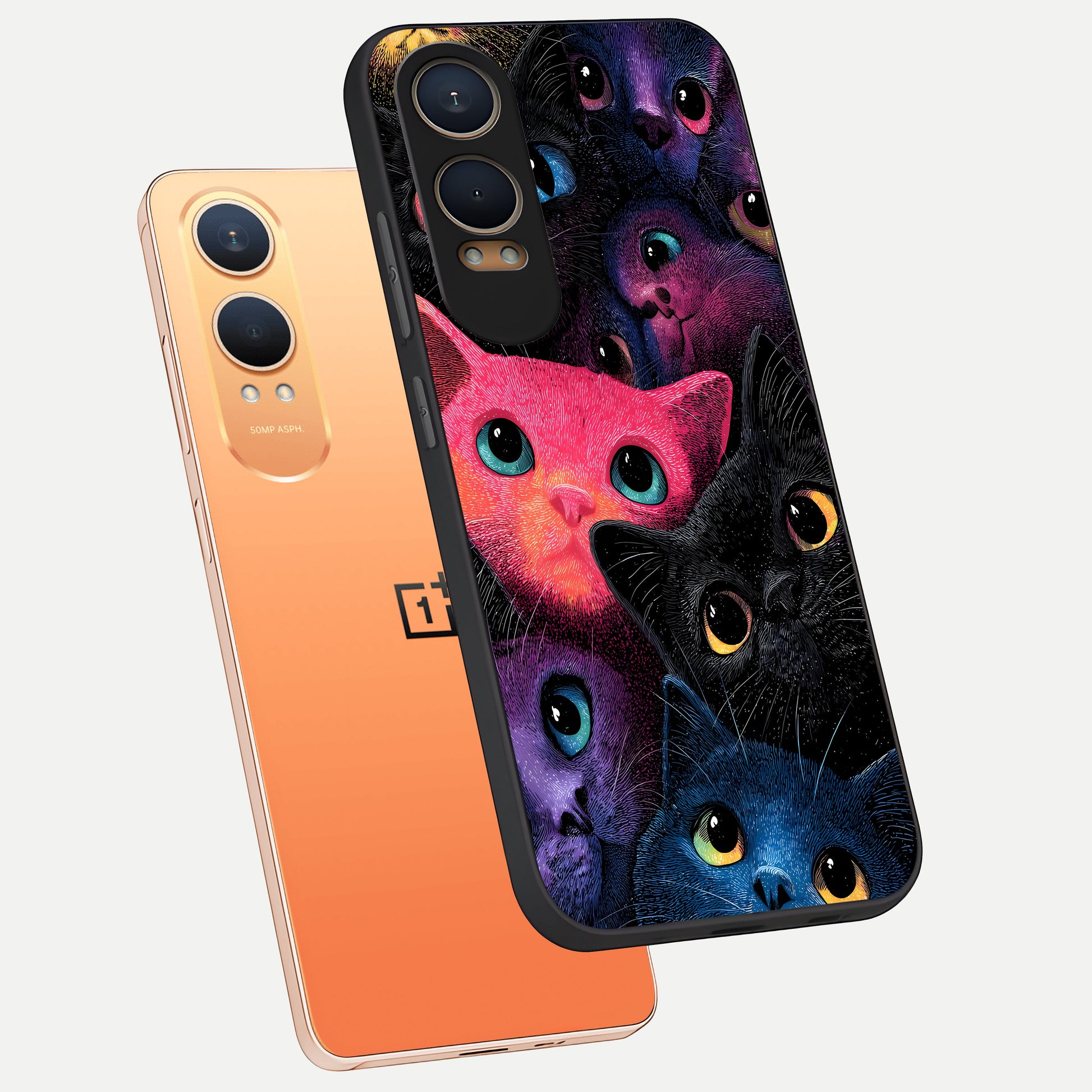  Cosmic Cats Dreams phone case For Oneplus Nord CE4 Lite showing premium glass back cover with detailed artwork