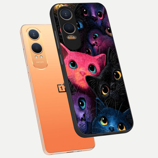 Cosmic Cats Dreams phone case For Oneplus Nord CE4 Lite showing premium glass back cover with detailed artwork