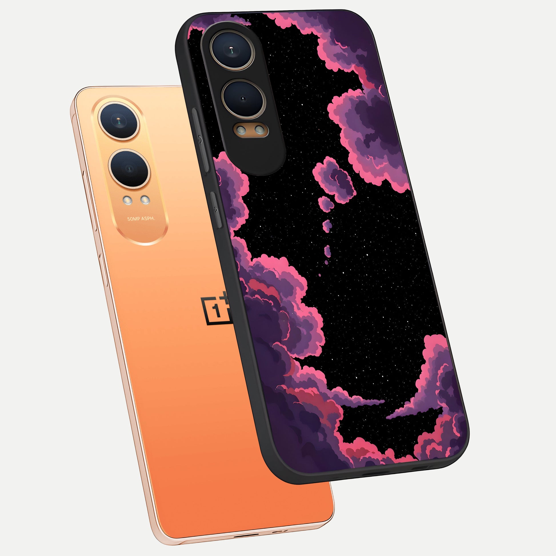  Cosmic Cloud Journey phone case For Oneplus Nord CE4 Lite showing premium glass back cover with detailed artwork