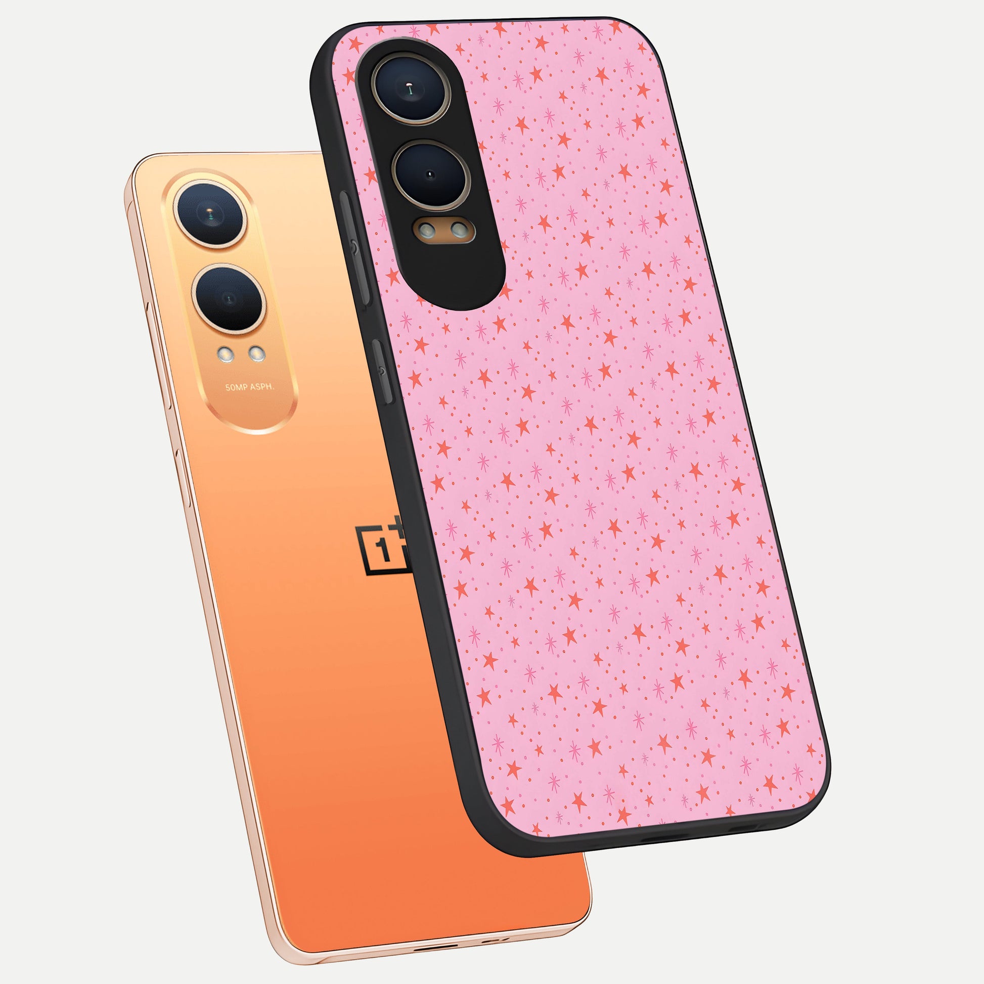  Cosmic Pink Sparkle phone case For Oneplus Nord CE4 Lite showing premium glass back cover with detailed artwork
