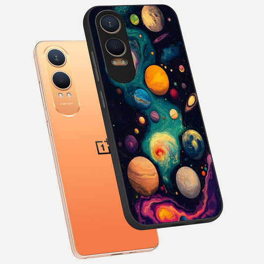  Cosmic Planet Journey phone case For Oneplus Nord CE4 Lite showing premium glass back cover with detailed artwork