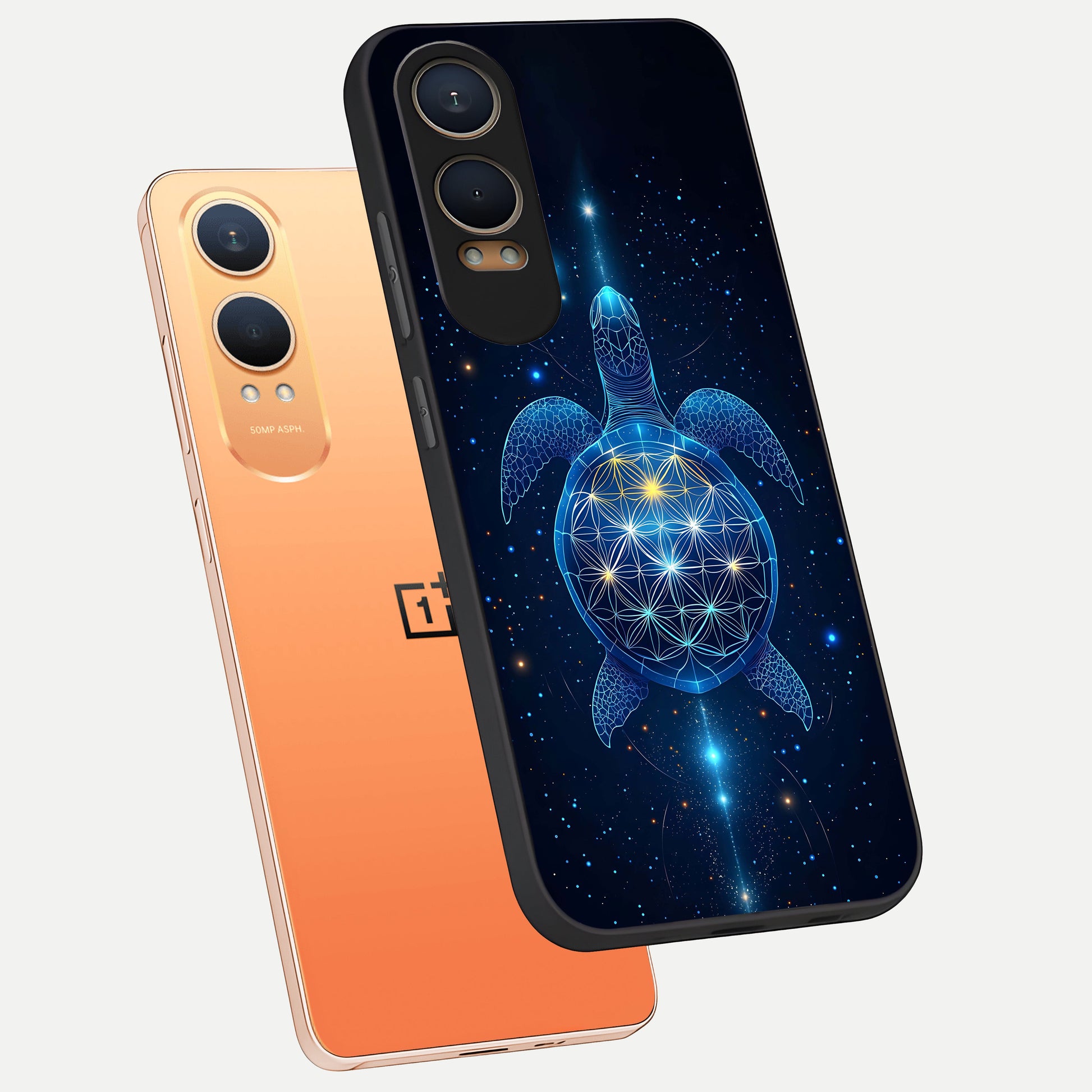  Crimson Blue Turtle phone case For Oneplus Nord CE4 Lite showing premium glass back cover with detailed artwork