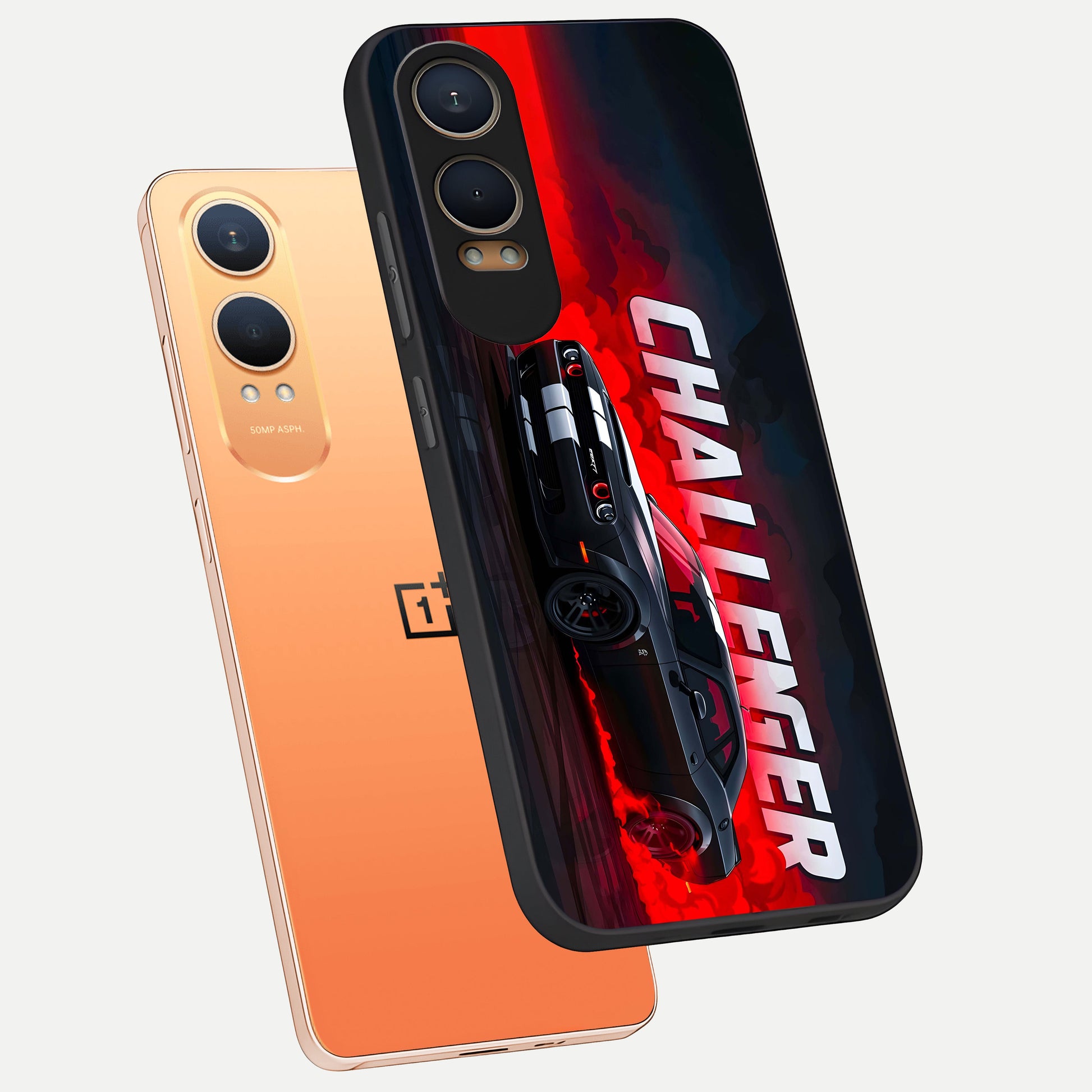  Crimson Challenger Fury phone case For Oneplus Nord CE4 Lite showing premium glass back cover with detailed artwork