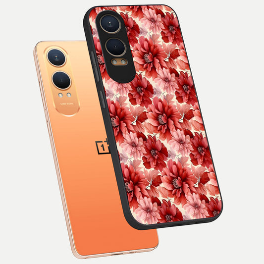  Crimson Love Petals phone case For Oneplus Nord CE4 Lite showing premium glass back cover with detailed artwork