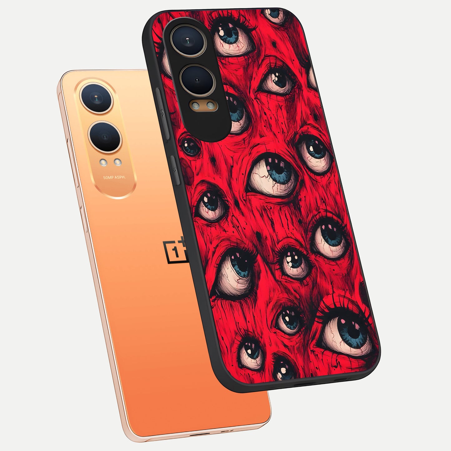  Crimson Watch Eyes phone case For Oneplus Nord CE4 Lite showing premium glass back cover with detailed artwork