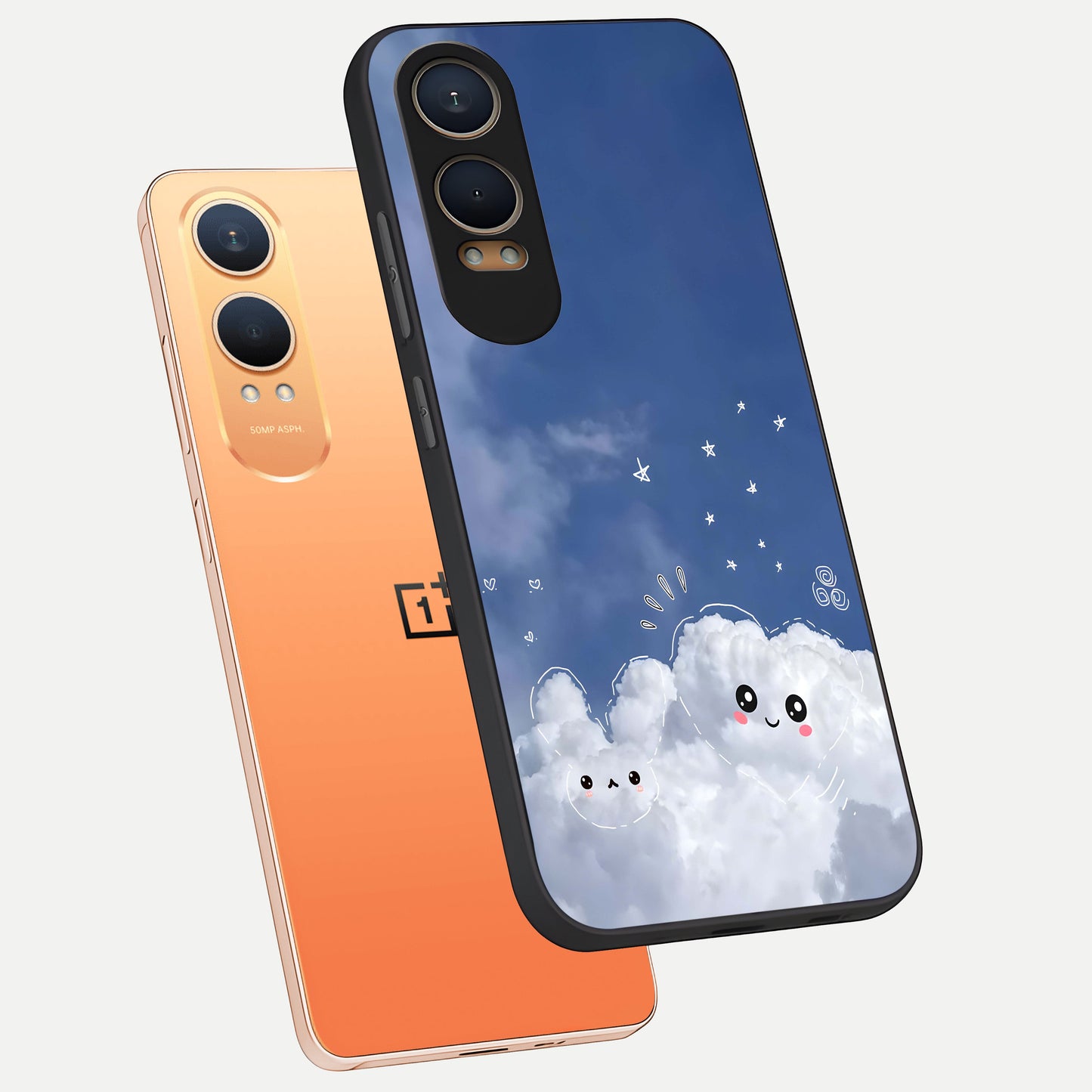  Cute Blossom Cloud phone case For Oneplus Nord CE4 Lite showing premium glass back cover with detailed artwork