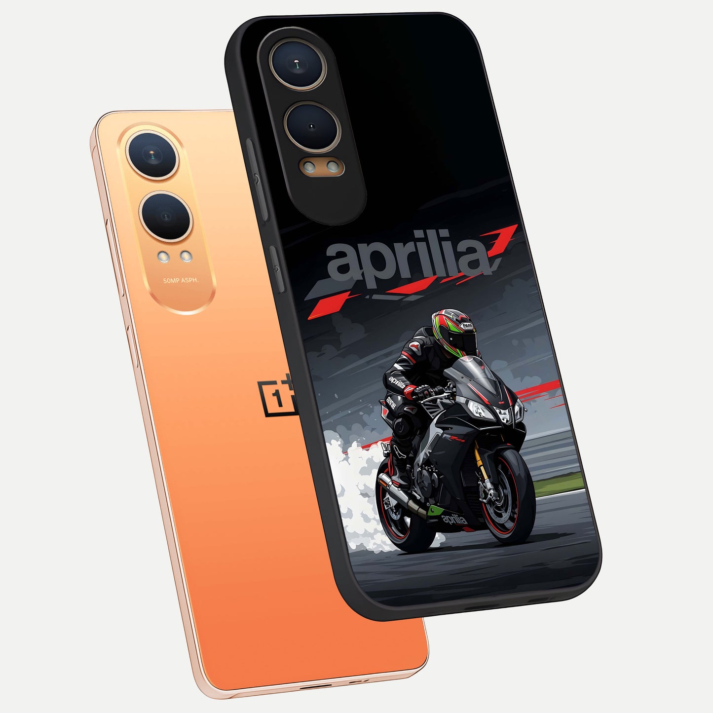  Dark Aprilla phone case For Oneplus Nord CE4 Lite showing premium glass back cover with detailed artwork