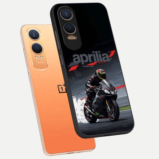  Dark Aprilla phone case For Oneplus Nord CE4 Lite showing premium glass back cover with detailed artwork