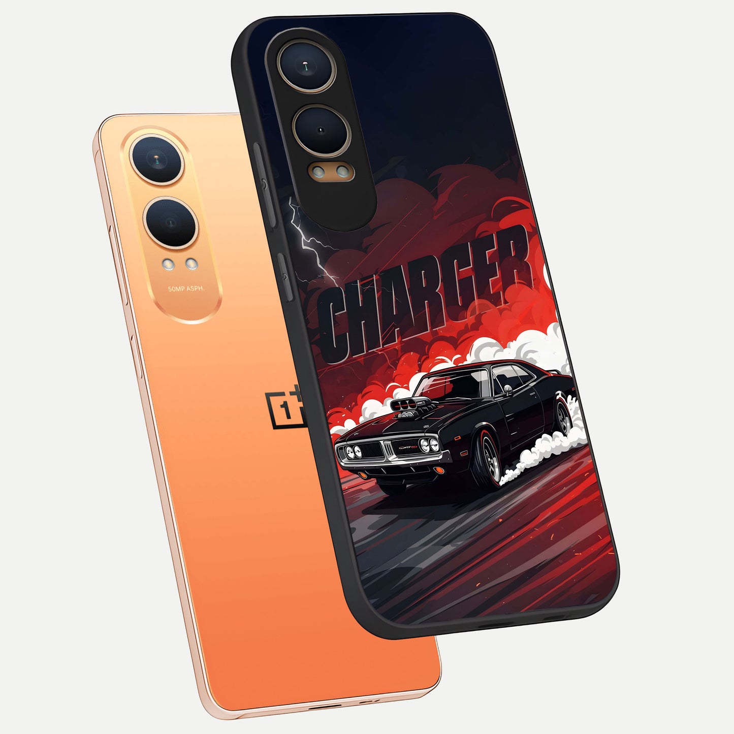  Dark Charger Fury phone case For Oneplus Nord CE4 Lite showing premium glass back cover with detailed artwork